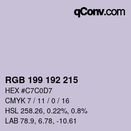 カラーコード: RGB 199 192 215 | qconv.com