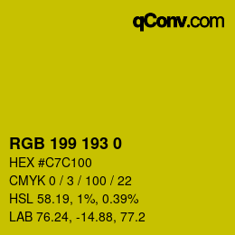 Color code: RGB 199 193 0 | qconv.com