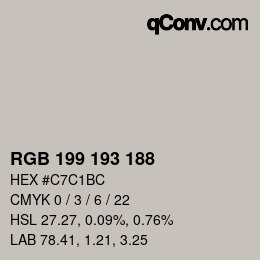 カラーコード: RGB 199 193 188 | qconv.com