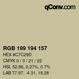 颜色代码: RGB 199 194 157 | qconv.com