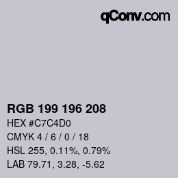 Color code: RGB 199 196 208 | qconv.com