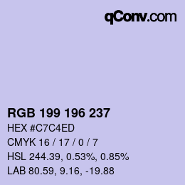 Color code: RGB 199 196 237 | qconv.com