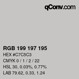 Color code: RGB 199 197 195 | qconv.com