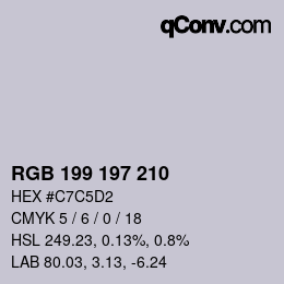 カラーコード: RGB 199 197 210 | qconv.com