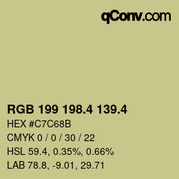 カラーコード: RGB 199 198.4 139.4 | qconv.com