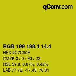 カラーコード: RGB 199 198.4 14.4 | qconv.com