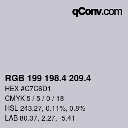 カラーコード: RGB 199 198.4 209.4 | qconv.com