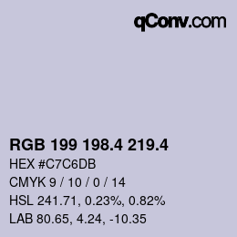 カラーコード: RGB 199 198.4 219.4 | qconv.com