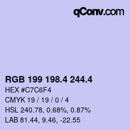 カラーコード: RGB 199 198.4 244.4 | qconv.com