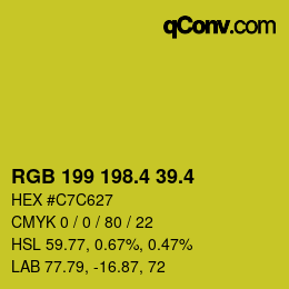 カラーコード: RGB 199 198.4 39.4 | qconv.com