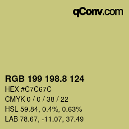 カラーコード: RGB 199 198.8 124 | qconv.com