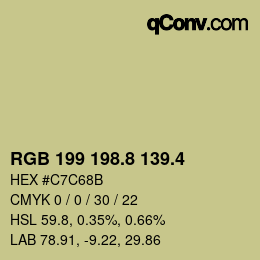カラーコード: RGB 199 198.8 139.4 | qconv.com