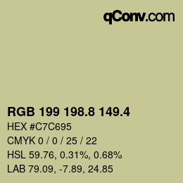 カラーコード: RGB 199 198.8 149.4 | qconv.com