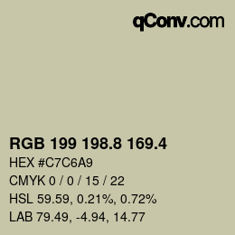カラーコード: RGB 199 198.8 169.4 | qconv.com