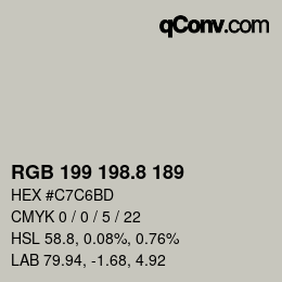カラーコード: RGB 199 198.8 189 | qconv.com