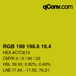 カラーコード: RGB 199 198.8 19.4 | qconv.com