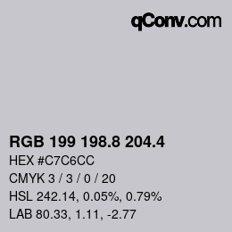 カラーコード: RGB 199 198.8 204.4 | qconv.com