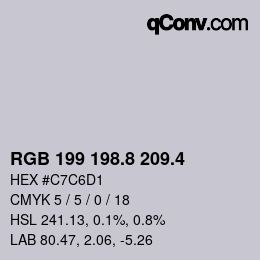 カラーコード: RGB 199 198.8 209.4 | qconv.com