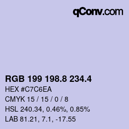 カラーコード: RGB 199 198.8 234.4 | qconv.com