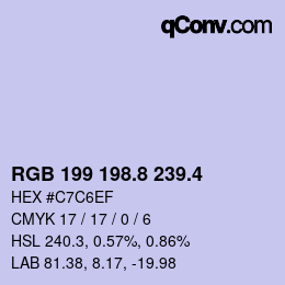 カラーコード: RGB 199 198.8 239.4 | qconv.com