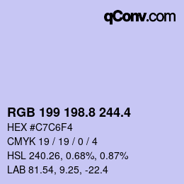 カラーコード: RGB 199 198.8 244.4 | qconv.com