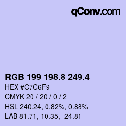 カラーコード: RGB 199 198.8 249.4 | qconv.com