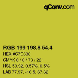 カラーコード: RGB 199 198.8 54.4 | qconv.com