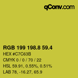 カラーコード: RGB 199 198.8 59.4 | qconv.com