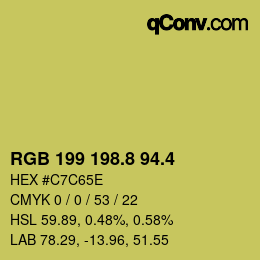 カラーコード: RGB 199 198.8 94.4 | qconv.com
