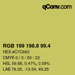 カラーコード: RGB 199 198.8 99.4 | qconv.com