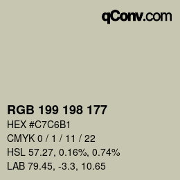 カラーコード: RGB 199 198 177 | qconv.com