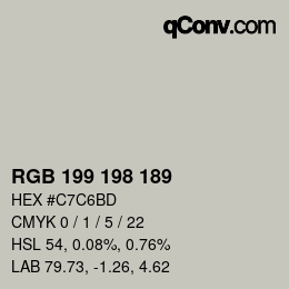 Color code: RGB 199 198 189 | qconv.com