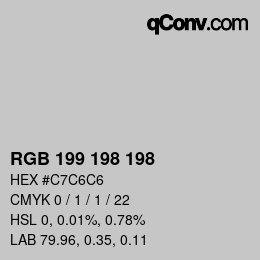 Color code: RGB 199 198 198 | qconv.com