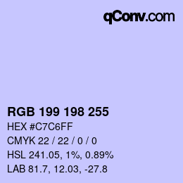 Color code: RGB 199 198 255 | qconv.com