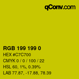 Color code: RGB 199 199 0 | qconv.com