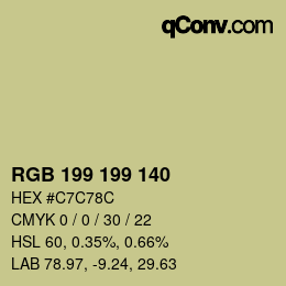 カラーコード: RGB 199 199 140 | qconv.com