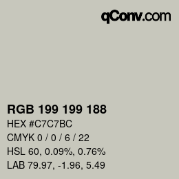 Color code: RGB 199 199 188 | qconv.com