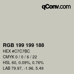 颜色代码: RGB 199 199 188 | qconv.com