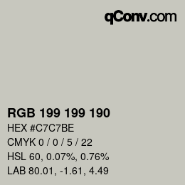 Color code: RGB 199 199 190 | qconv.com