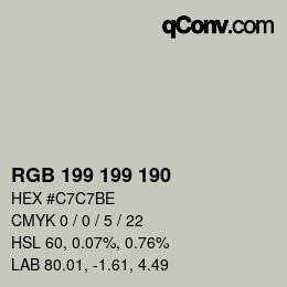 Color code: RGB 199 199 190 | qconv.com