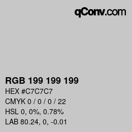 カラーコード: RGB 199 199 199 | qconv.com