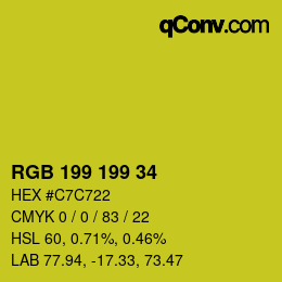 カラーコード: RGB 199 199 34 | qconv.com