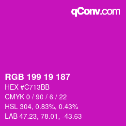 颜色代码: RGB 199 19 187 | qconv.com