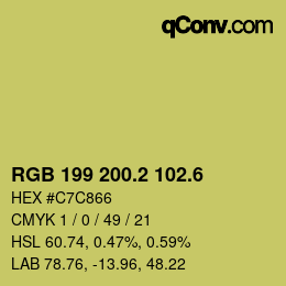 カラーコード: RGB 199 200.2 102.6 | qconv.com