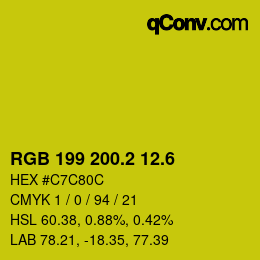 カラーコード: RGB 199 200.2 12.6 | qconv.com