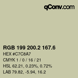 カラーコード: RGB 199 200.2 167.6 | qconv.com