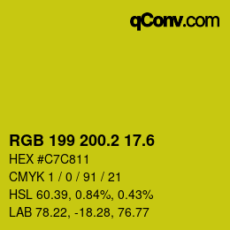カラーコード: RGB 199 200.2 17.6 | qconv.com