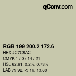 カラーコード: RGB 199 200.2 172.6 | qconv.com