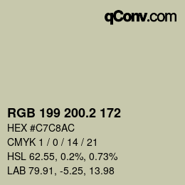 カラーコード: RGB 199 200.2 172 | qconv.com