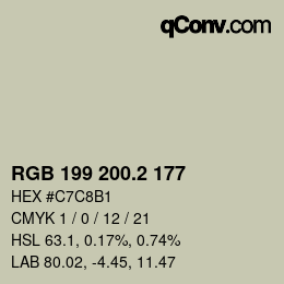 カラーコード: RGB 199 200.2 177 | qconv.com